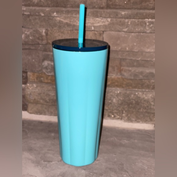 STARBUCKS SPRING 2023 METAL SCALLOPED PEACOCK BLUE TEAL TWO TONE NEW RELEASE - Picture 2 of 8